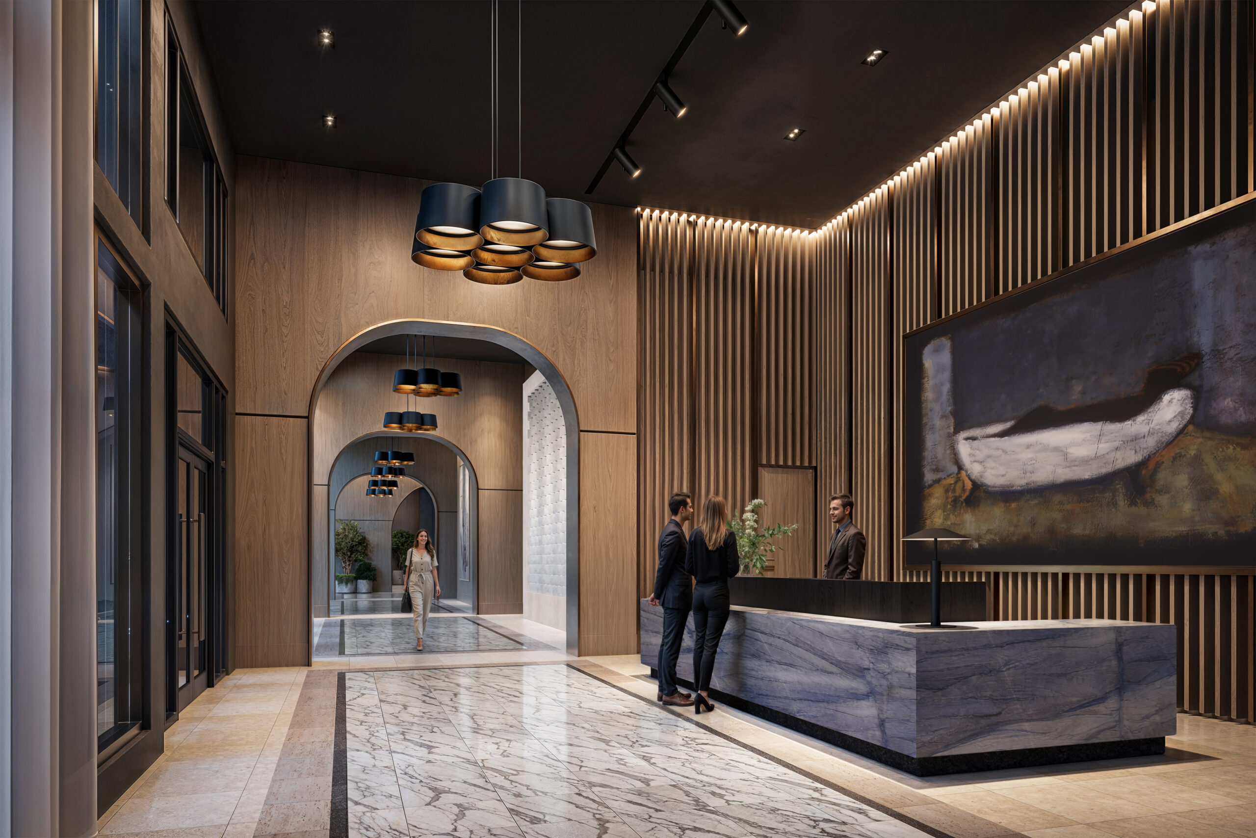 Luxury residential lounge area with designer interior
